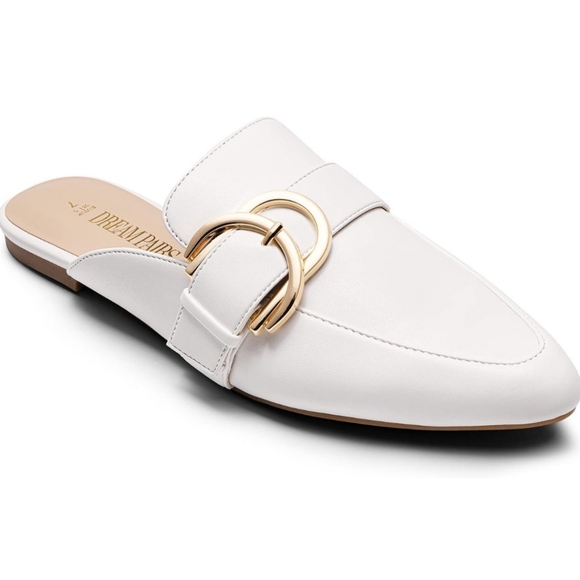 Dream Pairs Women's White Pointed Toe Flat Slip On Mules Size 9 - Picture 12 of 16